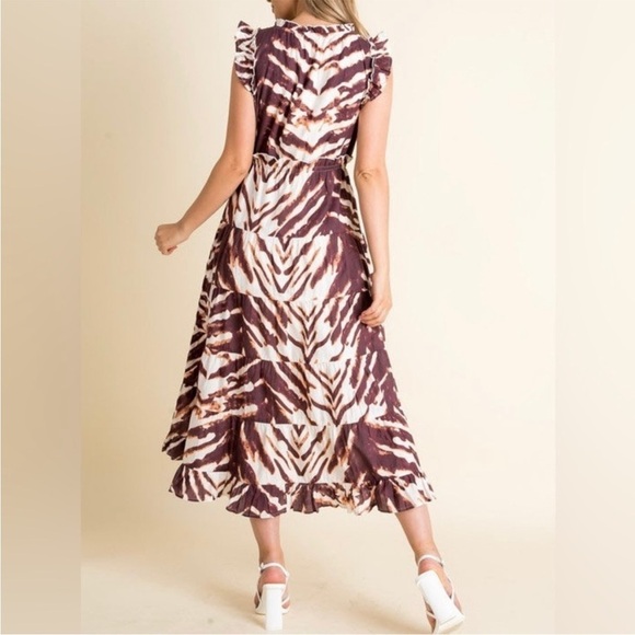 THML Ruffle Sleeve Tiered Midi Dress Small - Picture 4 of 10